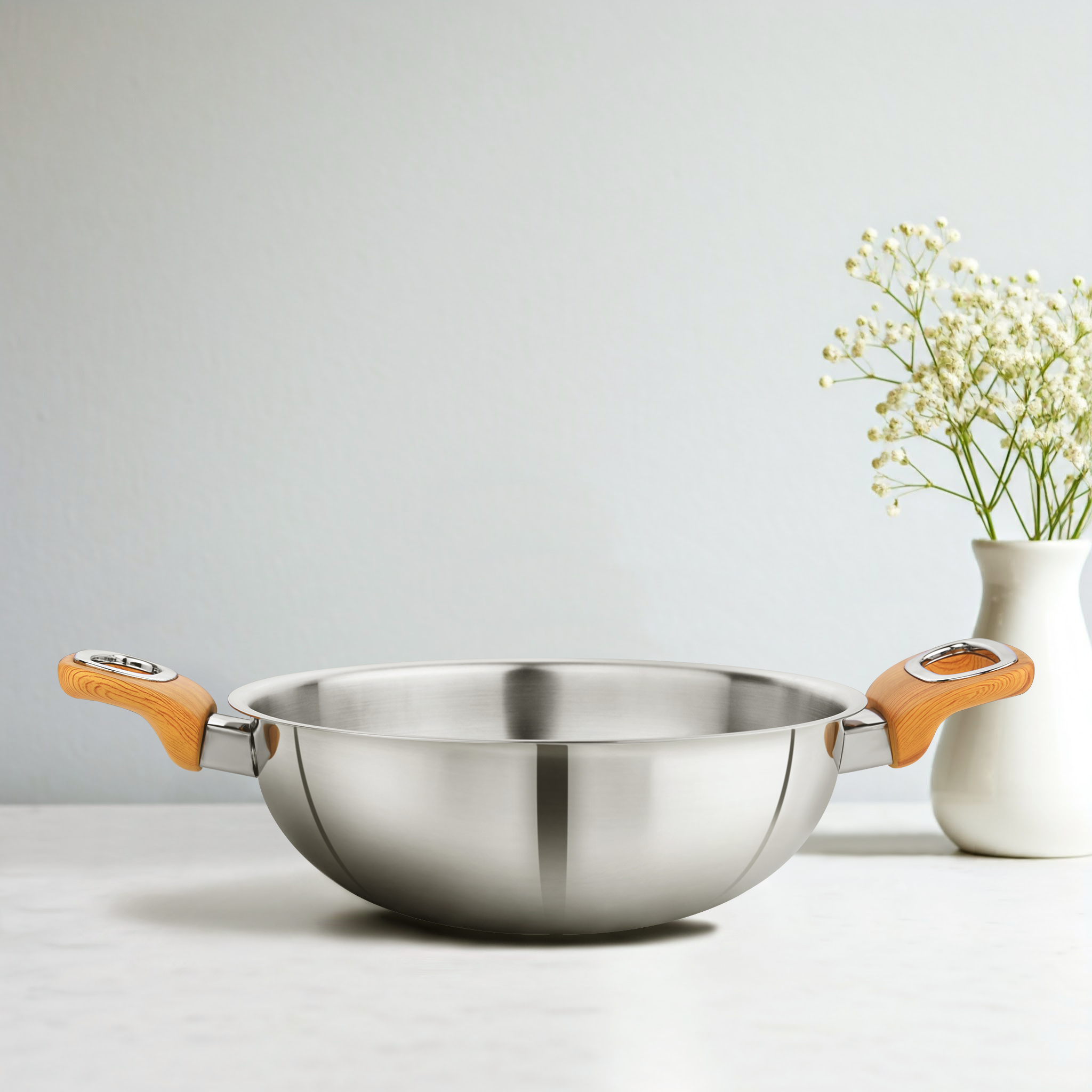 Thickply Kadhai with Wooden Handle – Embassy Kitchenware